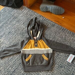 Cat & Jack Gray and Mustard Hooded Sweater